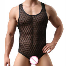Mens Sexy Undershirts Mesh Transparent Underwear Bodybuilding Wrestling Singlet Jumpsuits Fishnet Lingerie Erotic Gay Bodysuits 2024 - buy cheap