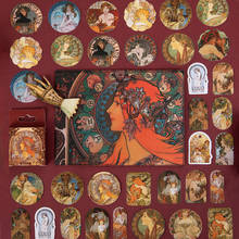 Conjunto de adesivos mucha 44mm, mini vintage arte cartaz adesivos diy decoração presente selar diário livro álbum f416 2024 - compre barato