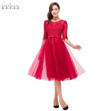 Vestido de Formatura Lace Red Homecoming Dresses A-line Lace-up Back Party Dresses Draped With Appliques Vestido De Festa Curto 2024 - buy cheap