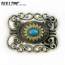 Bullzine wholesale zinc alloy turquoise stone belt buckle antique brass finish FP-03413 LUXURIOUS cowboy jeans gift belt buckle 2024 - buy cheap
