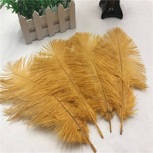 Decoraciones navideñas, plumas de avestruz doradas hermosas, 6-8 pulgadas/15-20 cm, decoración al por mayor, 10 Uds. 2024 - compra barato