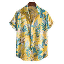 Fashion Leaf Print Hawaiian Aloha Shirt Men Summer Casual Beach Shirts Men Harajuku Short Sleeve Shirt Camisa Hawaiana Hombre 2024 - buy cheap
