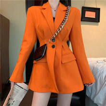 Весенний Повседневный Женский блейзер на пуговицах, Осенний Блейзер, приталенный черный оранжевый женский пиджак, женская верхняя одежда с длинным рукавом XZ04 2024 - купить недорого