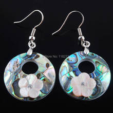 WOJIAER Natural New Zealand Abalone Shell Round Flower Beads Dangle Earrings Pair Jewelry PR3105 2024 - buy cheap