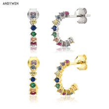 ANDYWEN-pendientes de plata de ley 925 con Circonia cúbica, joyería fina con arcoíris, joyería de cristal de lujo, estilo Punk Rock, 2021 2024 - compra barato