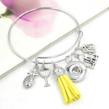 18mm Snap Bracelet Summer Beach Tropical Pineapple flip flop charm Bracelet bangle for women girl gift pulsera snap jewelry 2024 - buy cheap
