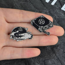 Punk Magic book Badge Gothic Jewelry Accessories Skull Skeleton Brooches wholesale Button Enamel Lapel Pins free delivery 2024 - buy cheap