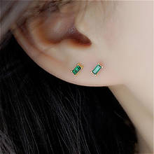 Brincos de prata 925 brincos de prata esterlina brincos pequenos moda jóias coreano brincos femininos zircônia verde studs 2024 - compre barato