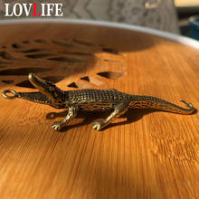 Retro Brass Solid Crocodile Keychains Pendants Mini Pocket Alligator Crafts Office Desk Ornaments Car Key Chain Rings Hanging 2024 - buy cheap