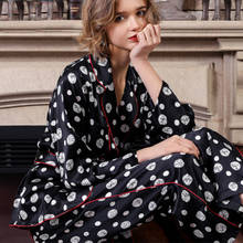 Conjunto de pijamas femininos de seda pura 2020, roupas de dormir sólidas 19 m/m, pijama de seda pura para salão, roupa de dormir, 100% 2024 - compre barato