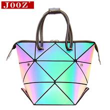 Jooz bolsa de mão geométrica dobrável sobre luminosa, bolsa de ombro feminina de bordar diamantes e grande variedade, bolsa de marca de pvc com laser para mulheres 2024 - compre barato