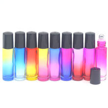 3 pces recarregáveis 10ml gradiente colorido rolo no frasco de vidro vazio fragrância perfume óleo essencial 10cc garrafa de rolo 2024 - compre barato