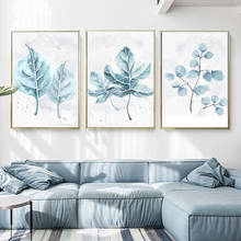 Watercolor Blue Plant Leaf Canvas Art Painting Home Decor Wall Poster Print Nordic Style Wall Picture Living Room Decoration 2024 - buy cheap