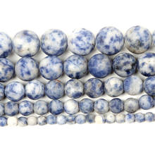 Miçangas de pedra natural fosca azul, 4-12mm, para fazer joias, faça você mesmo, pulseira, colar, artesanal 2024 - compre barato
