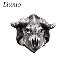 Liumo-Anillo de motorista de aleación de acero para hombre, estilo Punk, Vintage, cabeza de cabra, Satán, diablo, Color negro, Lr1049 2024 - compra barato