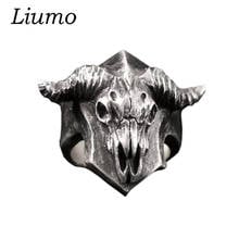 Liumo Trendy Punk Style Black Color Vintage Satan Goat Head Devil Man Steel Alloy Biker Ring Lr1049 2024 - buy cheap