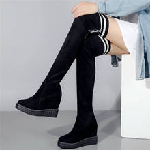 Fashion Sneakers Women Genuine Leather Wedges High Heel Over The Knee Boots Female Round Toe Thigh High Pumps Shoes Punk Oxfords 2024 - buy cheap