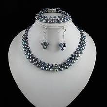 Stunning Terisa-conjunto de joyas de perlas de agua dulce, 3 filas, collar, pulsera, pendientes, regalo para mujer 2024 - compra barato