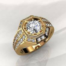 Luxury Female Small Round Zircon Stone Ring Classic Yellow Gold Bridal Engagement Ring Vintage Party Wedding Rings For Women 2024 - buy cheap