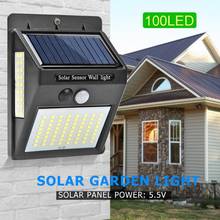 Lâmpada solar externa à prova d'água, sensor de movimento pir, 40 100 led, alimentado por energia solar, parede, rua, jardim, decoração, acessórios, lâmpadas