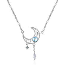 Shiny Moonstone Star Moon Pendant Necklaces For Women Jewelry Top Quality Silver 925 Female Choker Necklaces Lady Birthday Gift 2024 - buy cheap