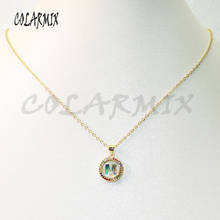 8Pcs Round  zircon letter pendant necklace zircon necklace  gift for lady  jewelry necklace wholesale necklace 2024 - buy cheap