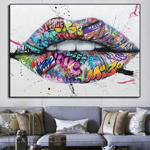 Show Teeth Lips Graffiti Art Canvas Painting on The Wall Posters and Prints Street Wall Art Picture for Living Room Home Decor 2024 - buy cheap