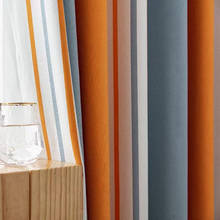 Modern Mediterranean Orange-Grey Stripe Bedroom Window Thick Physical Shading Curtains for Living Room Tulle Flax Fabric MY025-5 2024 - buy cheap