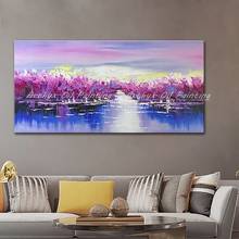 Artyx-lienzo pintado a mano de gran tamaño, paleta de pinturas al óleo, cuchillo 3D acrílico, flor Landcape, arte de pared para sala de estar, decoración del hogar 2024 - compra barato