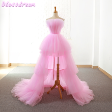 Vestido rosa de formatura, 2020, curto, frontal longo, costas, baile, noite, formatura, camadas, feminino, formal 2024 - compre barato