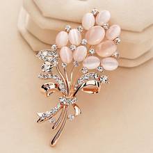 Selling Fashionable Opal Stone Flower Brooch Pin Rhinestone Garment Accessories Birthday Gift  Wholesale 2024 - buy cheap