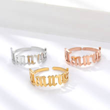 Anéis de constelação com 12 letras para mulheres, de aço inoxidável ouro signos do zodíaco, anel de dedo aberto, presente de joias 2024 - compre barato