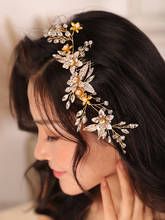 Wedding tiara Gold Leaf Flower Hair comb Handmade Bridal Headband Noble women hair jewelry Wedding Accessories hair bride 2024 - buy cheap