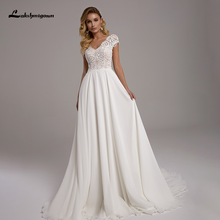 Lakshmigown Vintage Boho Wedding Dress 2021 V Neck Cap Sleeve Vintage Chiffon Plus Size Wedding Gown for Bride vestido de novia 2024 - buy cheap