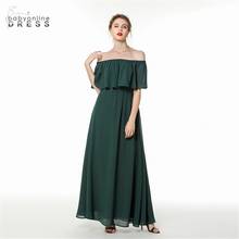 Vestido largo De gasa con cuello De barco para mujer, vestido formal De noche, color verde oscuro 2024 - compra barato