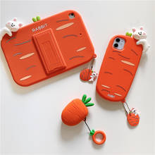 3D Rabbit Phone Cases For iPhone 12 Pro Max Mini 7 8 Plus SE 2020 11 Pro X XS XR Carrot Silicone Soft Cases For Airpods 1 2 3 2024 - buy cheap