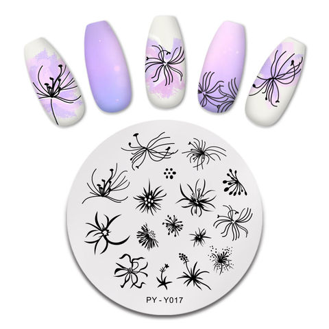 PICT You Flower Stamping Plate Stainless Steel Nail Picture Stamp Templates Nail Art Plate Design  Stencil Tools 2022 - buy cheap