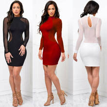 Sexy Women Dress See Through Mesh Bandage Bodycon Long Sleeve Women Clothes Evening Sexy Party Clubwear Sexy club style dress 2024 - buy cheap