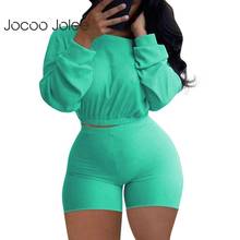 Jocco Jolee-Top plisado de manga larga para mujer, conjunto de dos piezas formado por Top y pantalones ajustados de cintura alta elásticos, estilo informal, verano, 2021 2024 - compra barato