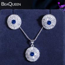 BeaQueen Lovely Irregular Round Earrings Necklace Royal Blue Cubic Zircon Crystal Fashion Party Jewelry Sets for Women JS039 2024 - buy cheap