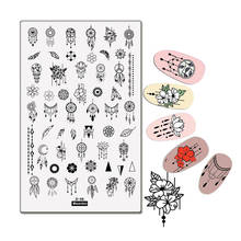 Mezerdoo-plantillas para decoración de uñas, 9,5x14,5 cm, atrapasueños, pluma colgante, imagen, placa de estampado para uñas, D06 2024 - compra barato
