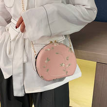 Embroidery Flowers Design Women Round Clutch Evening Bags Gold Chain Shoulder Bags Girls Handbags Purses Party Bag#25 2024 - buy cheap