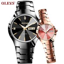 OLEVS Classic Tungsten Steel Waterproof Luminous Couple Watch Luxury Fine couple Watch light Watch Couple Watch Valentine's Day 2024 - buy cheap