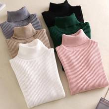 High Quality Fall Turtleneck Sweaters Women Solid Color Long Sleeve Sweater Knitted Casual Pullover Topс Pullover витер женский 2024 - buy cheap