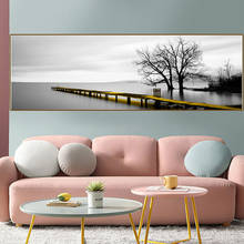 Пейзаж спокойное озеро поверхность желтый длинный мост пейзаж картины на холсте постеры и принты настенные картины для гостиной 2024 - купить недорого