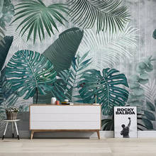 Papel de parede personalizado 3d, mural de parede com plantas tropicais nórdicas, moderno, pastoral, sala de estar, à prova d'água, papel de parede 2024 - compre barato