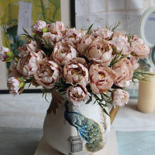 1 букет Европейский Красивая Свадебная вечеринка мини-пион шелковые искусственные цветы букет невесты для дома, свадебное украшение 2024 - купить недорого