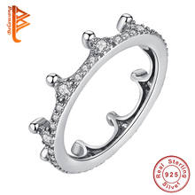 BELAWANG серебро кольцо 925 стерлингового серебра Прекрасный кольцо на палец с короной для женщин прозрачные хрустальные кольца 2019 Свадебные украшения 2024 - купить недорого