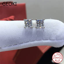 Geoki-pendientes de tuerca de moissanita, joyería de plata de ley 925, Total 1 Ct, corte perfecto, Color cuadrado, VVS1 2024 - compra barato