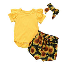 0-24 m bebê recém-nascido infantil meninas flor roupas conjunto shorts manga macacão girassol shorts outfits trajes de verão 2024 - compre barato
